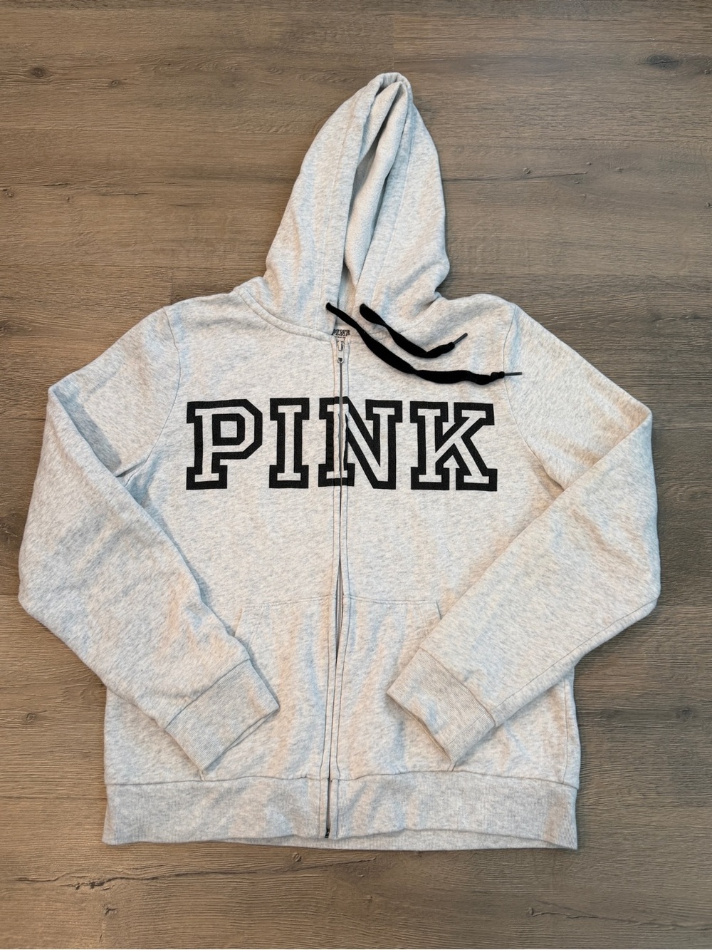Pink Victoria’s Secret Y2K zip hoodie Heather grey black
